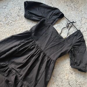 BLACK UNIQLO Puff Sleeve Tiered dress